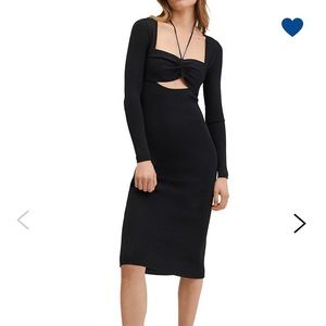 Black Mango Knit Midi Dress
